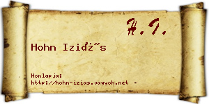 Hohn Iziás névjegykártya